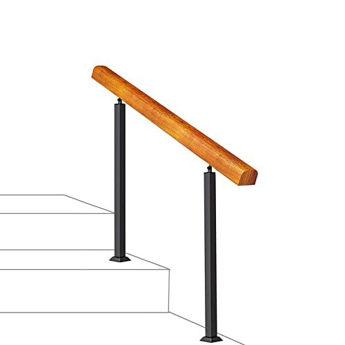 Pasamanos de Madera, barandilla de Escalera para Interior y Exterior, con 2 Postes, pasamanos de Seguridad para Suelo.