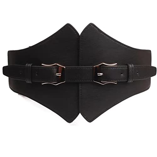 Wide Stretch Faxu Leather Waist Belts With Gold Buckle For Dresses Womens Fashion High Elastic Corset Waistbands