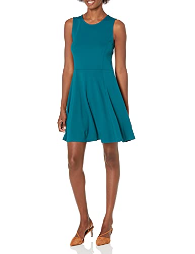 Lark & Ro Women s Sleeveless Wide Scoop Neck Fit and Flare Dress, Spruce Green, X-Small