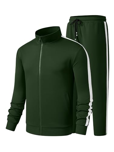JMIERR Men's Tracksuits 2 Piece Sweat Suit Loungewear Christmas Sweat Suit Full Zip Jacket and Joggers Jogging Warm Up Sets Matching Sets Essentials Clothing, L, Green