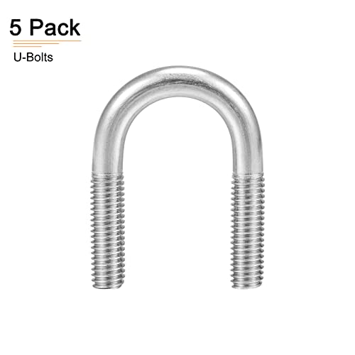 Image of DTGN 1 inchx1.93 inch(DXL) Round U-Bolts - 5Pack - Good for Construction Industry - 304 Stainless Steel Round Bend U Bolt - Silver