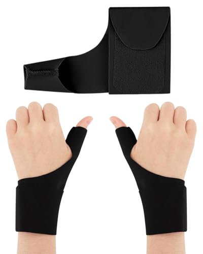 KEMUZ 1 Paire Attelle de Pouce et Poignet Gauche et Droit, Orthèse de Pouce Élastique, Gants de Soutien du Pouce, pour soulagement de la douleur,Gants de Soutien du Pouce Tendinite