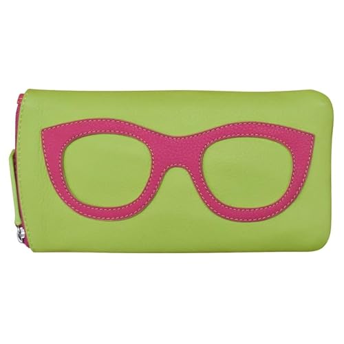 Image of ili New York Smooth Leather Soft Eyeglass Case, Zip Closure with RFID Blocking Lining, Travel-Friendly in Vibrant Colors