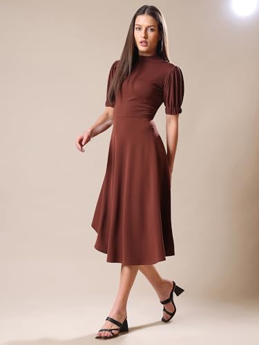 Image of PURVAJA Women's High-Low Knee Length Dress(Ruby-062-to-069)