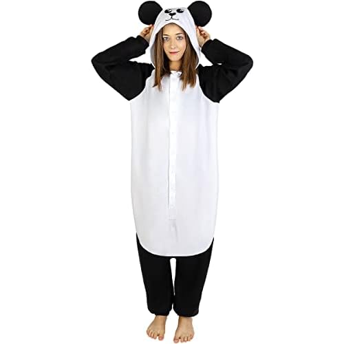 Funidelia | Disfraz de Oso Panda Onesie para Hombre y Mujer Talla M Animales, Oso - Color: Blanco - Divertidos Disfraces y complementos para Carnaval y Halloween