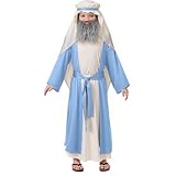 Josef Hirten Kostüm Kinder Jungen Hirtenkostüm - Schäfer 4Tlg Verkleidung Cosplay Krippenspiel Für Weihnachten Familienessen Und Party Faschingskostüme 3-12 Jahre Blau