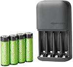 Amazon Basics Rechargeable AA Batteries NiMH (x4) with 4 Bay Battery Charger, Type A (American) Plug