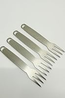 OXNFEIA® Pommesgabeln aus rostfreiem Edelstahl ideal für Pommes, Wurst oder Picknick - Pommes Gabeln wiederverwendbar, nachhaltig & spülmaschinenfest (Ohne Holzbox, 4, Ohne Schrift)