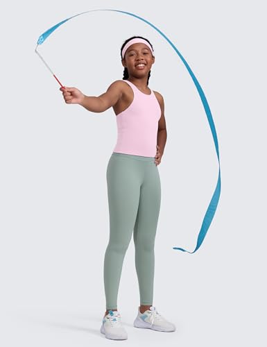 Image of CRZ YOGA Girls Butterluxe Double Lined Tank Top | Dance, Extremely Soft, Tight Fit, Waist Length, High Neck, Athletic, Sleeveless Shirts for Teen