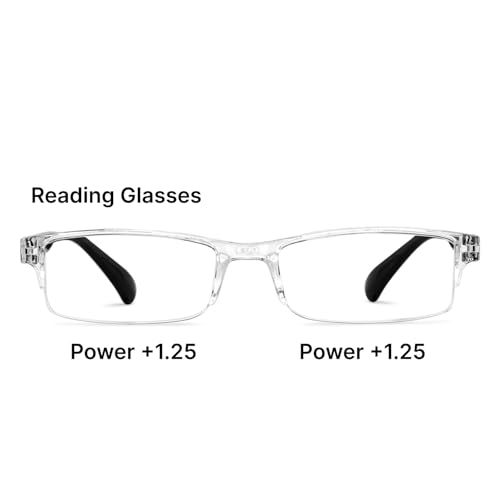 Image of Lenskart Reading Glasses | Men & Women | Transparent Rectangular Half Rim | + 1.25 Power | Blue Light Blocking Glasses