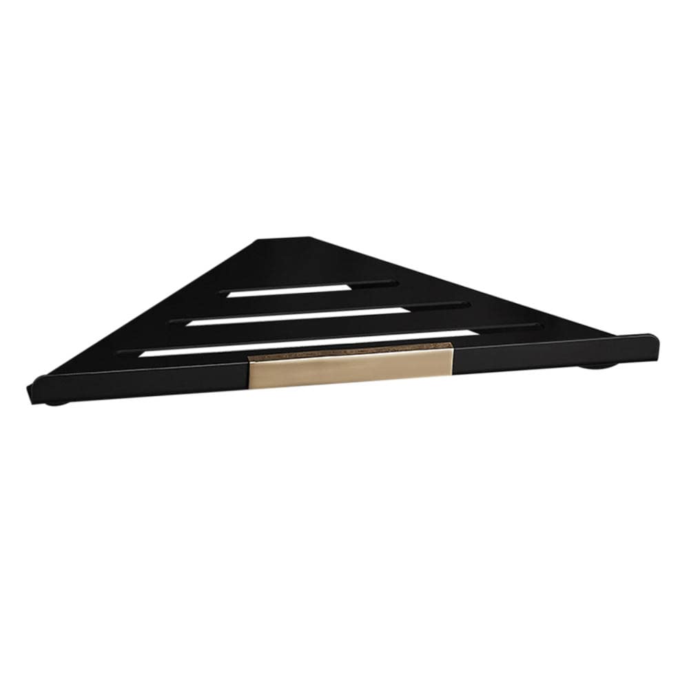Mensole da bagno autoadesive da cucina, mensole angolari senza fori, in acciaio inox, montaggio a parete per WC, colore nero, 1 ripiano
