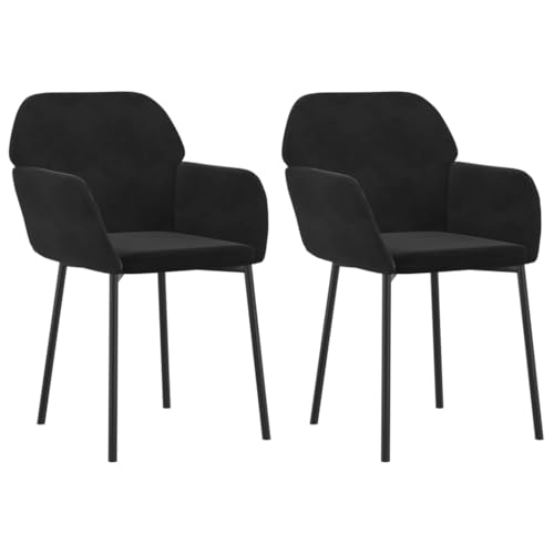 vidaXL 2X Sillas de Comedor Asiento Butaca Sillón Restaurante Salón Sala de Estar Cocina Escritorio Mobiliario Muebles Terciopelo Negro