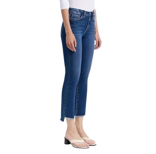 Flying Monkey Women's High-Rise Raw Step Hem Cropped Slim Straight Leg Jeans2