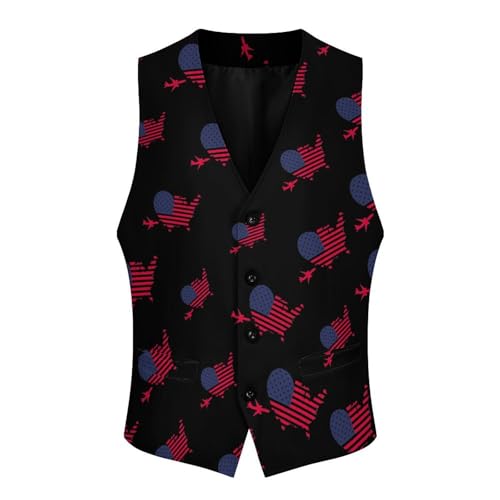 Flighing Back to U.S. Novelty Men's Suit Vest Casual Formal Dress Vests Business Waistcoat3