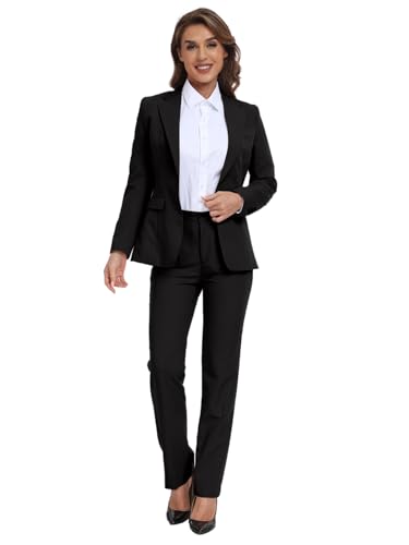 Women Classic Suits 2 Piece Bussiness Professional Work Outfits Office Attire Slim Fit Dressy Blazer Jacket Pants Suit Sets
