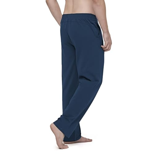 HMIYA Men's Cotton Yoga Sweatpants - Casual Lounge Baggy Pants Athletic Jersey Pants with Open Bottom and Pockets3