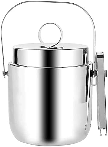 TEMKIN Suministros de Utensilios duraderos de Doble Pared, Cubo de Hielo de Acero Inoxidable Plateado, Cubo de Vino para Cocina y hogar TEMKIN Suministros de Utensilios duraderos de Doble Pared, Cubo de Hielo de Acero Inoxidable Plateado, Cubo de Vino para Cocina y hogar