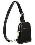 Small Crossbody Sling Bag Fanny Packs Vegan Leather Purses Chest Bags for Women Men,Black