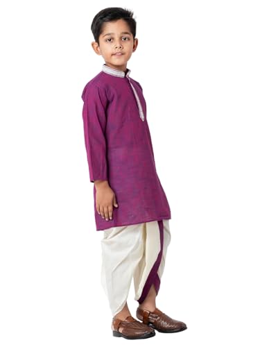Image of Boys Ethnic Kurta & Elastic Waist Dhoti Set