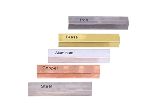 5Pcs Metal Block Set-Brass, Copper,Iron,Steel & Aluminum for Density Investigation,Specific Gravity,Collectible,Specific Heat Experiment