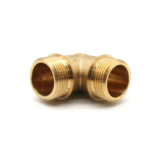Miniatura 3 de Doja Barcelona Codo Laton Codo Doble Macho De 90 Tamaño 3 4 Conector En Laton Rosca Doble Macho Para Accesorios Compresor Aire, Repuestos Compresores, Uniones Para Tubos Redondos