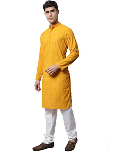 Image of Jompers Men's Regular Fit Cotton Embroidered Kurta Set