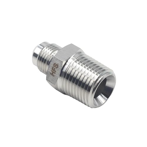 Image of HFS(R)1 /2 inch NPT Male to 3 /8 inch SAE Male Flare Tubing Adapter Hose Connector Pipe Fittings 304 Stainless Steel (1 /2 inch MNPT x 3 /8 inch MSAE)