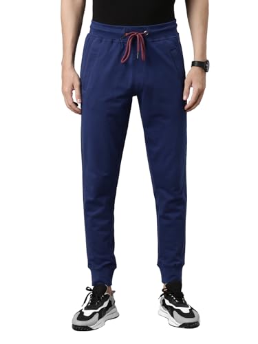 Image of BUZZ Standard Men Athleisure Slim Fit Solid Cotton Joggers Zipper Pockets, Ultra Soft, Stretchable, Breathable, Anti-Slip Waistband with Drawcord, Track Pants for Leisure, Travel, Workout. Pack of 1
