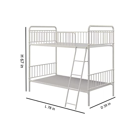 Image of APRODZ Marks Twin Bunk Bed (Metal - White Powder Coated)