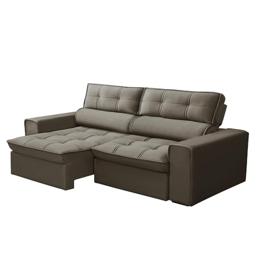 Sofá Retrátil e Reclinável 2 Lugares 200cm Welton Veludo Castor G22 - Gran Belo