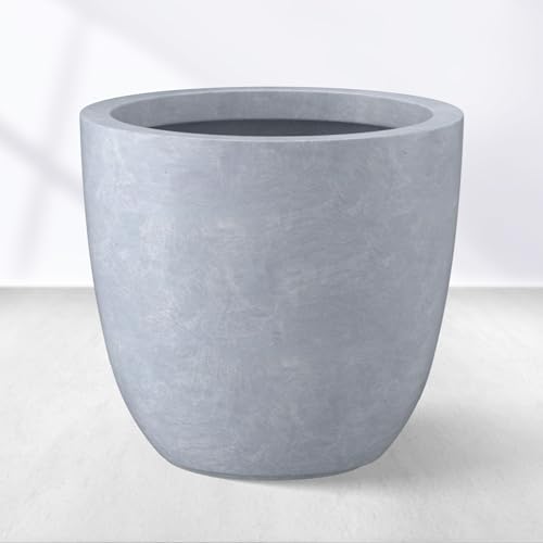 Image of Kante Small Round Bowl Blue Gray Concrete Planter 10 inch Dia, Outdoor