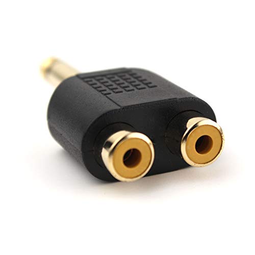 Adaptador 2 RCA Hembra a 1/4" Macho chapado en oro miniatura 3