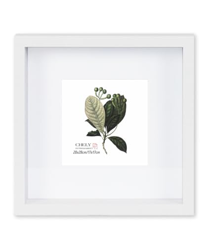 CHELY INTERMARKET Marco con profundidad 28x28cm(17x17cm) MOD-3509 Blanco con paspartu para foto u objetos