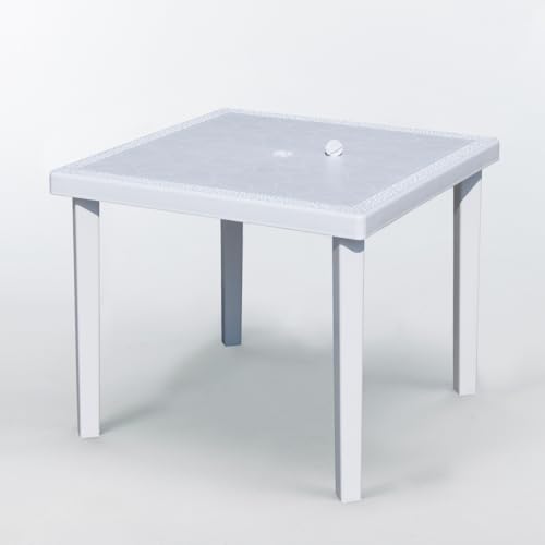 Produce Shop Table Bar Poly-rotin carrée 90x90 Grand Soleil Gruvyer - Blanc