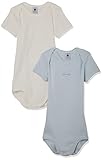 Petit Bateau 2 CORPI Neonato Maniche Corte A05KY, GOMME/Marshmallow + Marshmallow, 3 Mois Bimbo