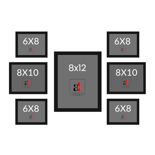 Image of Art Street Modern Wall Collage Photo Frame, Individual Picture Frame Set For Living Room, Decorative Wall Hanging Home Decor - Set Of 7 (6x8, 8x10, 8x12 Inch, Beige)