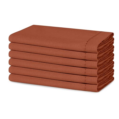 Blue Needles Set of 6 Hemstitch Linen Napkins...