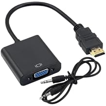 HDMI to VGA with 3.5mm Audio Cable, Gold-Plated HDMI to VGA Adapter Compatible for Computer, Desktop, Laptop, PC, Monitor, Projector, HDTV, Chromebook, Raspberry Pi, Roku, Xbox and More - Black
