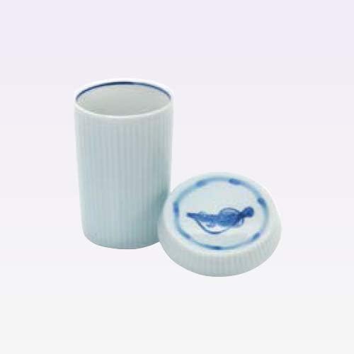 Tokyo Matcha Selection - Sake Cup with lid for Hire-zake (Fin in Sake) - 3 Design - Mino Ware [Standard Ship by SAL: NO Tracking Number & Insurance] (Fugu Puffer/Blue/155ml)
