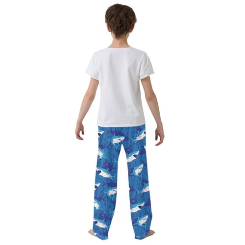 Lovely Shark Boys Long Pants Soft Trousers Elastic Waist Kids Lounge Bottoms with Pockets S-XL3