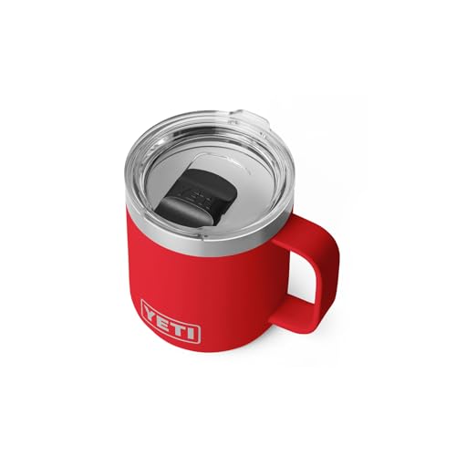 YETI Rambler 10 oz Ceramic Lined Stackable Mug, Vacuum Insulated, Stainless Steel with MagSlider Lid, Rescue Red