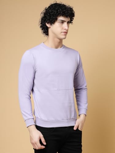 Image of Rigo Terry Solid Printed Winter Wear Sweatshirt for Men | Round Neck Sweatshirt for Men | Full Sleeves Sweatshirt for Men