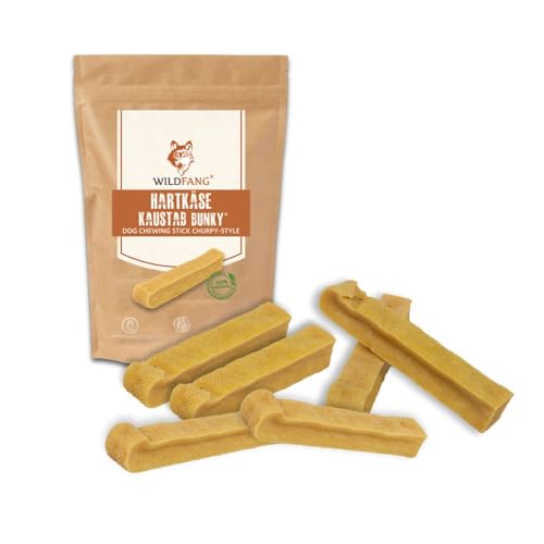 Wildfang® Mordedor de Queso de Yak para Perros M (Aprox. 72 g) – Mordedor Natural del Himalaya, Palitos Dentales Duros Churpi, Limpieza Dental, Chuches para Perros 15–25 kg, Paquete de 6