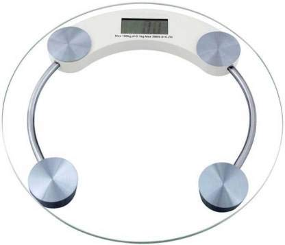 RV Enterprise Long Lating Personal Health Human Body Digital Weight Machine 8mm Round Transparent Glass Weighing Scale (White)