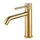 Wasserhahn Bad Waschtischarmatur Gold, Armatur Badezimmer mit Auslauf Höhe 105 mm, Einhebelarmatur Golden, Bad Mischbatterie Edelstahl