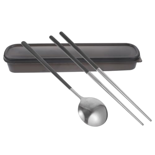 OFFIGAM ステンレス製箸とスプーン 携帯用収納ボックス付き 食洗機対応 サビに強い 大人向け食器 キャンプ 通勤通学用