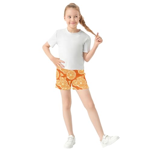 Girls Athletic Lounge Shorts Youth Cartoon Orange Slices Print Comfy Pajama Summer Clothes, X-Small2