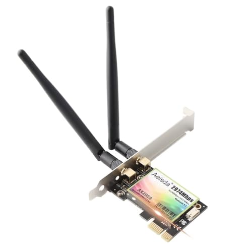 Aeisda 2974Mbps WiFi Card Dual Band 5GHz/2.4GHz Wireless PCI Express Adapter, AX200 WiFi 6 Bluetooth 5.2 PCIe Adapter with Two Antennas