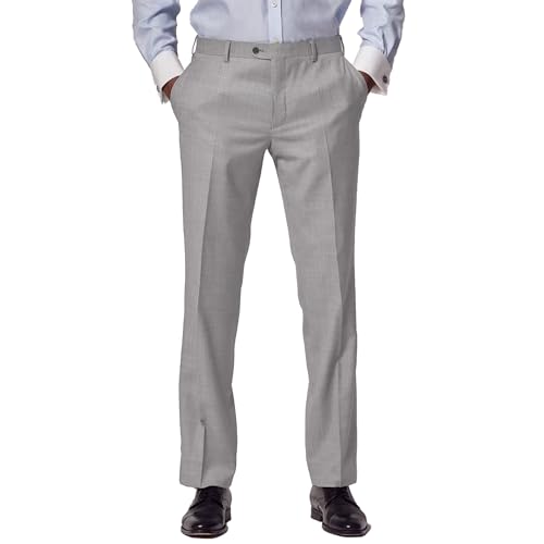 Image of Men's Cozy Hidden Expandable Waist Dress Pants | Premium Stretch Texture Weave Work to Weekend Pants