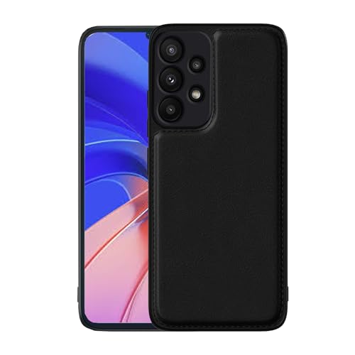 Image of Leather Case for Samsung Galaxy A33 Premium Protective Stylish Slim Cover with Shockproof Raised Edges Black